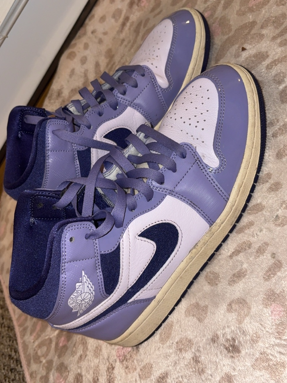 Jordan Women's High-Top Sneakers in Lavender, Navy and White
